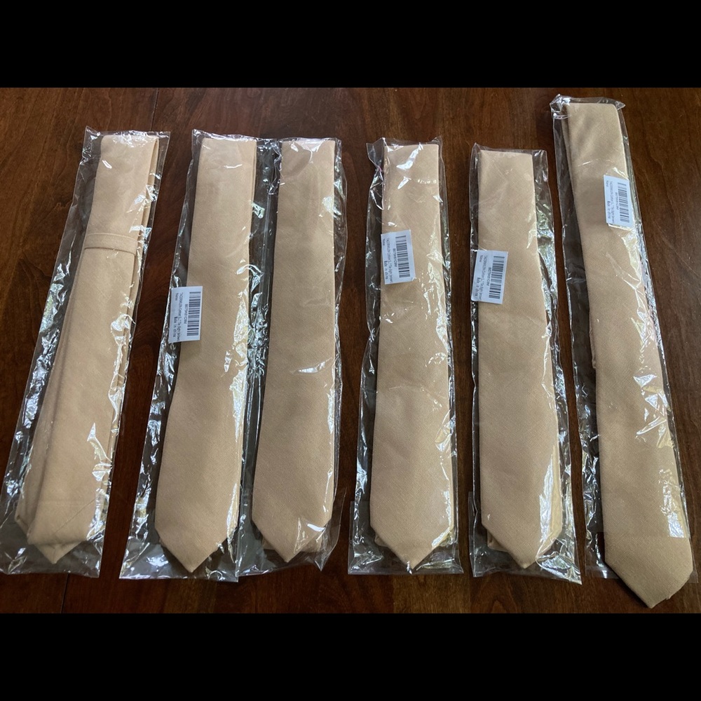 Tan Linen Skinny Ties- 6pk